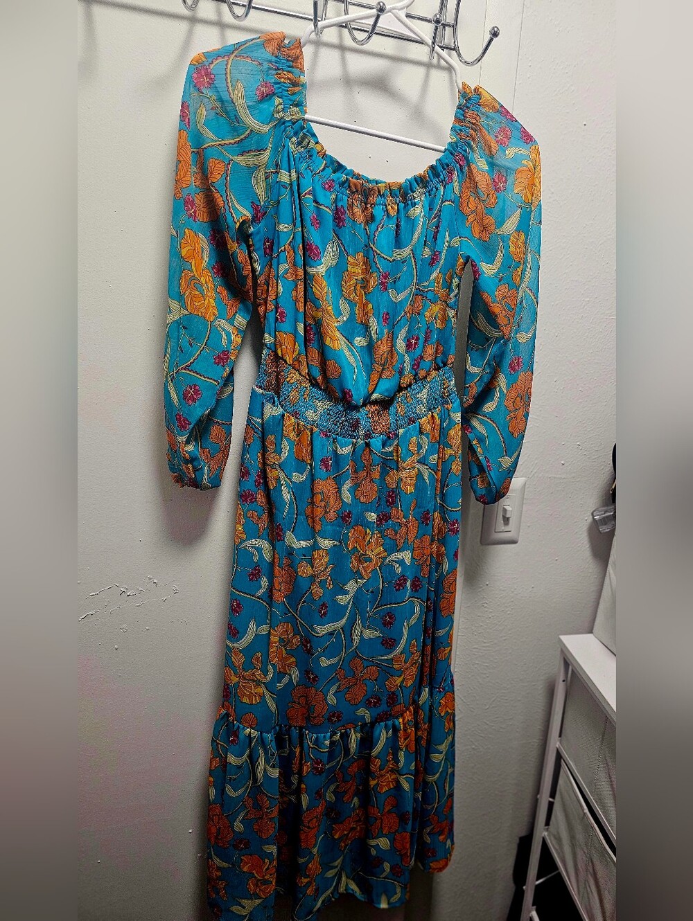 sofia by sofia vergara Turquoise Floral Maxi Dress with Orange Accents